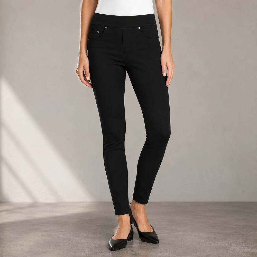 SPANX Skinny Ankle Shaping Jeans 20278R Black Pull On Medium 26 Inseam